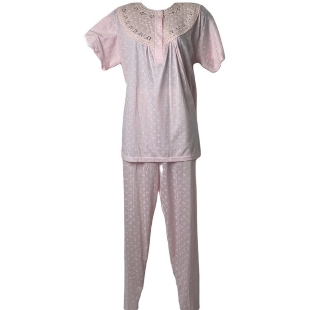 COTTAGE Core Vintage Pink Floral Pyjamas With Cut Out Collar